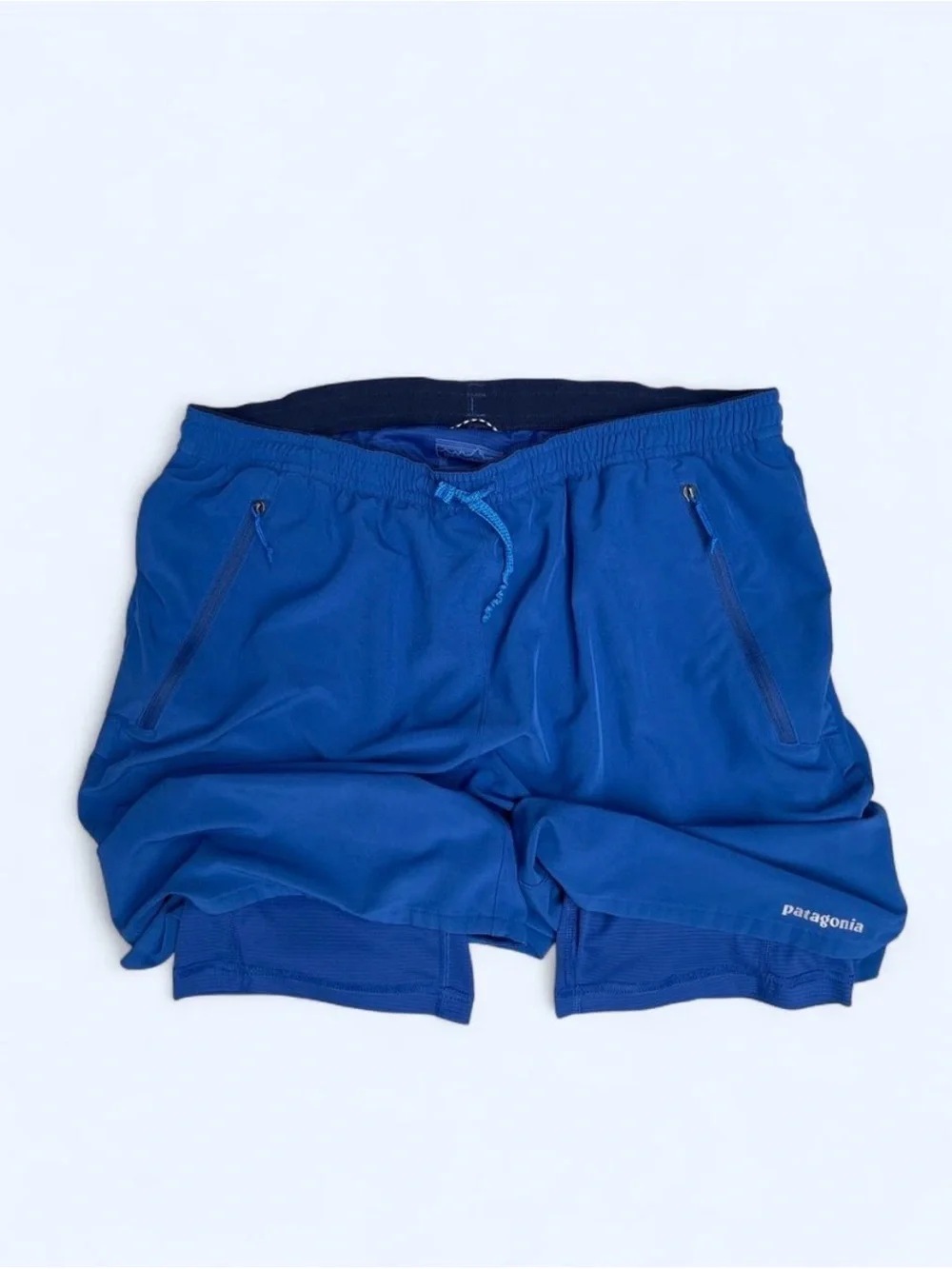 Patagonia Men’s Nine Trails lined Blue Athletic Training Shorts 8” inseam gym M